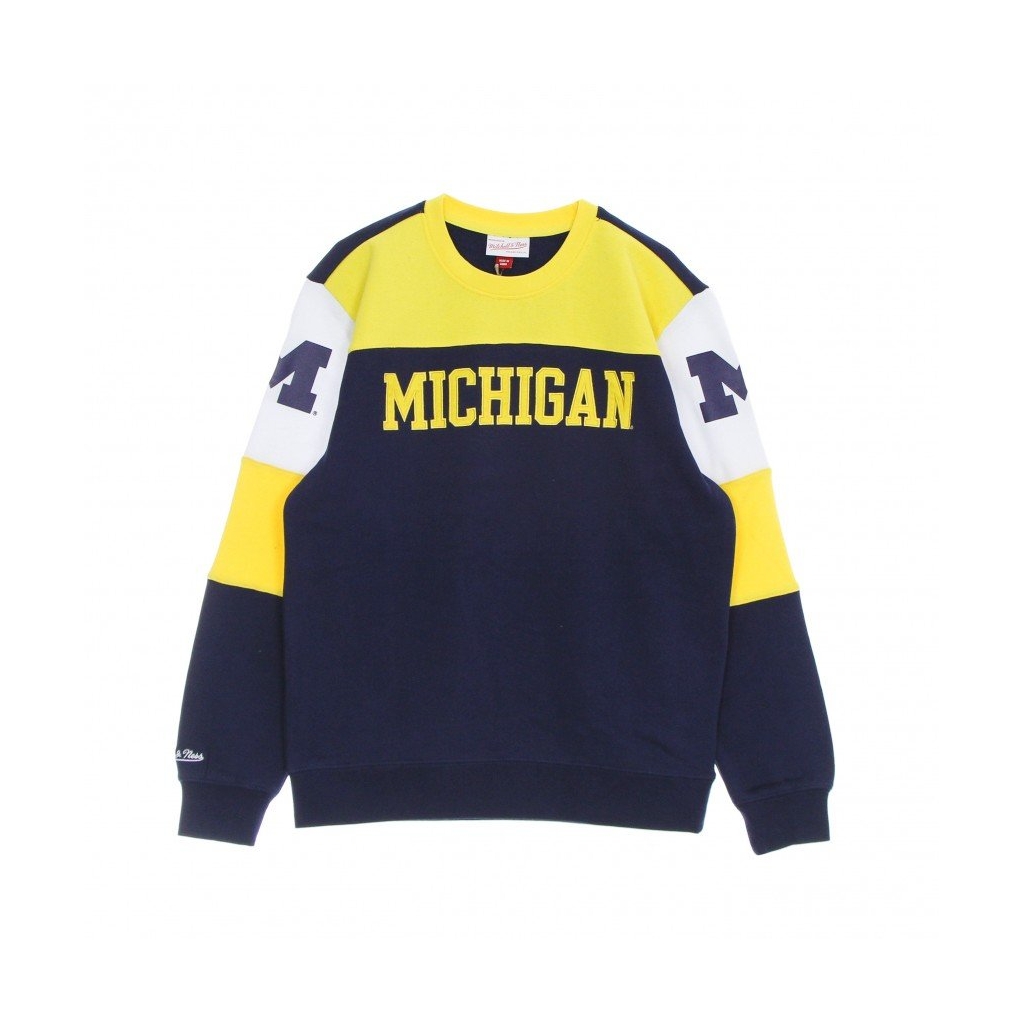 felpa girocollo uomo ncaa perfect season crew fleece overtime msuspa NAVY/YELLOW