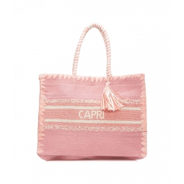 Shopper in juta Capri rosa chiaro