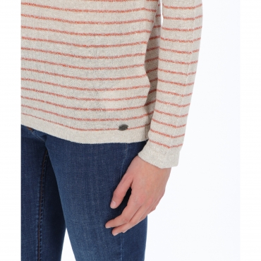MAGLIA BOATNECK W TIMEZONE beige melon stripe