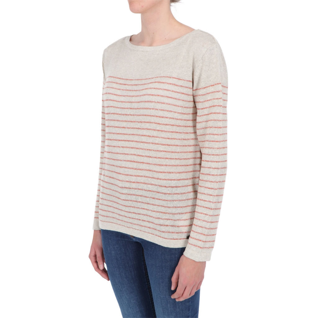 MAGLIA BOATNECK W TIMEZONE beige melon stripe