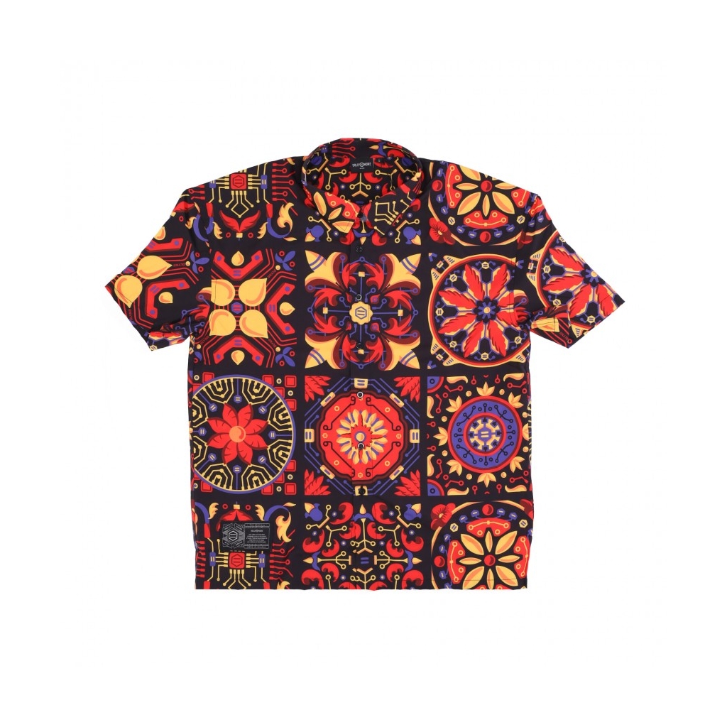 camicia manica corta uomo maioliche rosse pattern oversize shirt MULTI