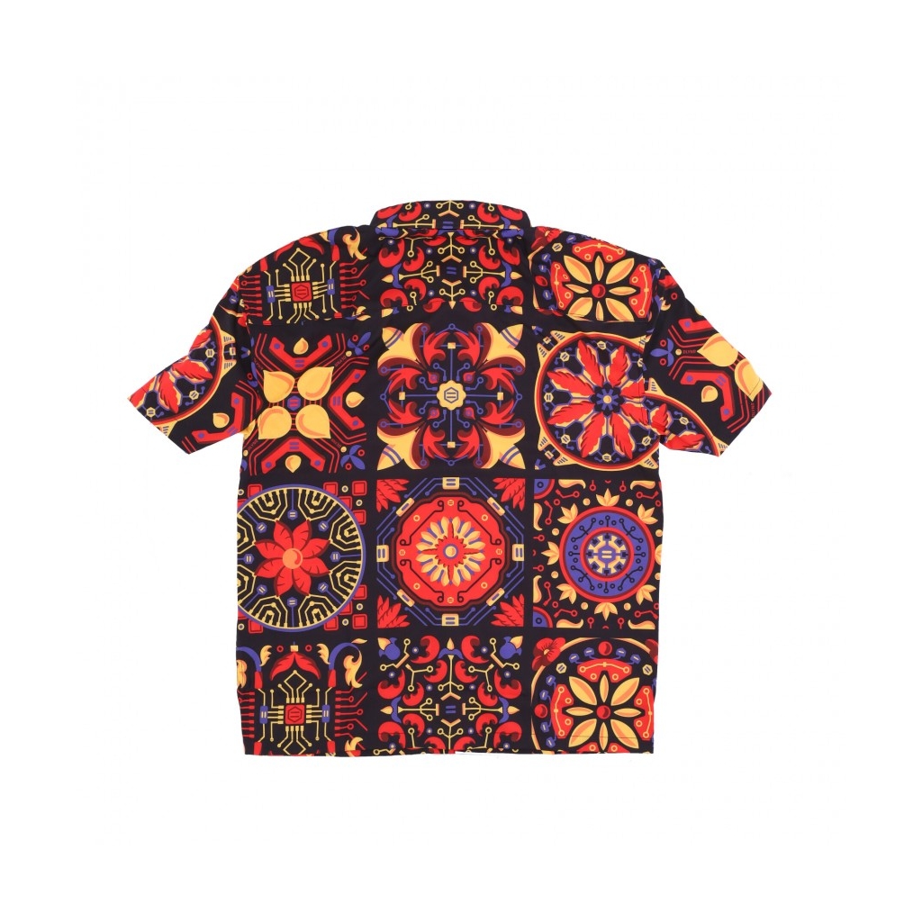 camicia manica corta uomo maioliche rosse pattern oversize shirt MULTI