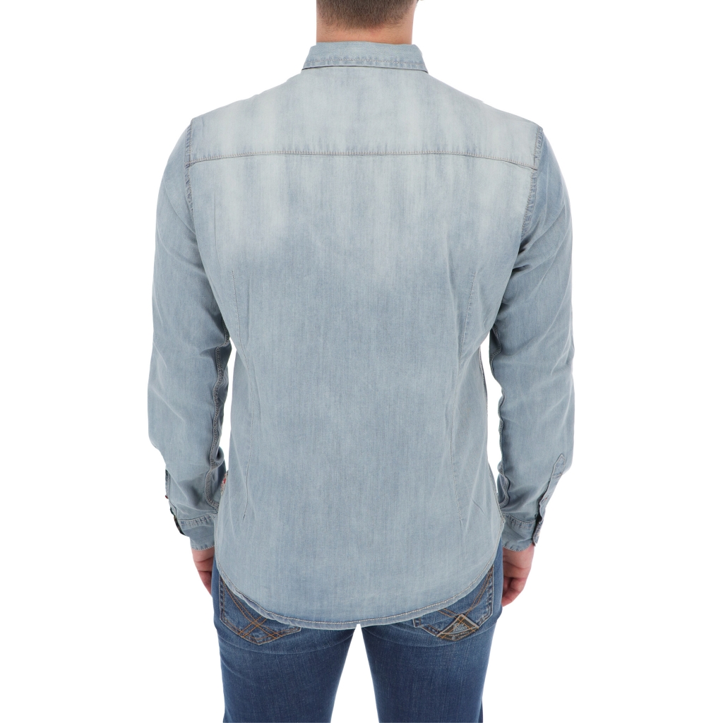 CAMICIA DENIM STRETCH TIMEZONE cool blue wash