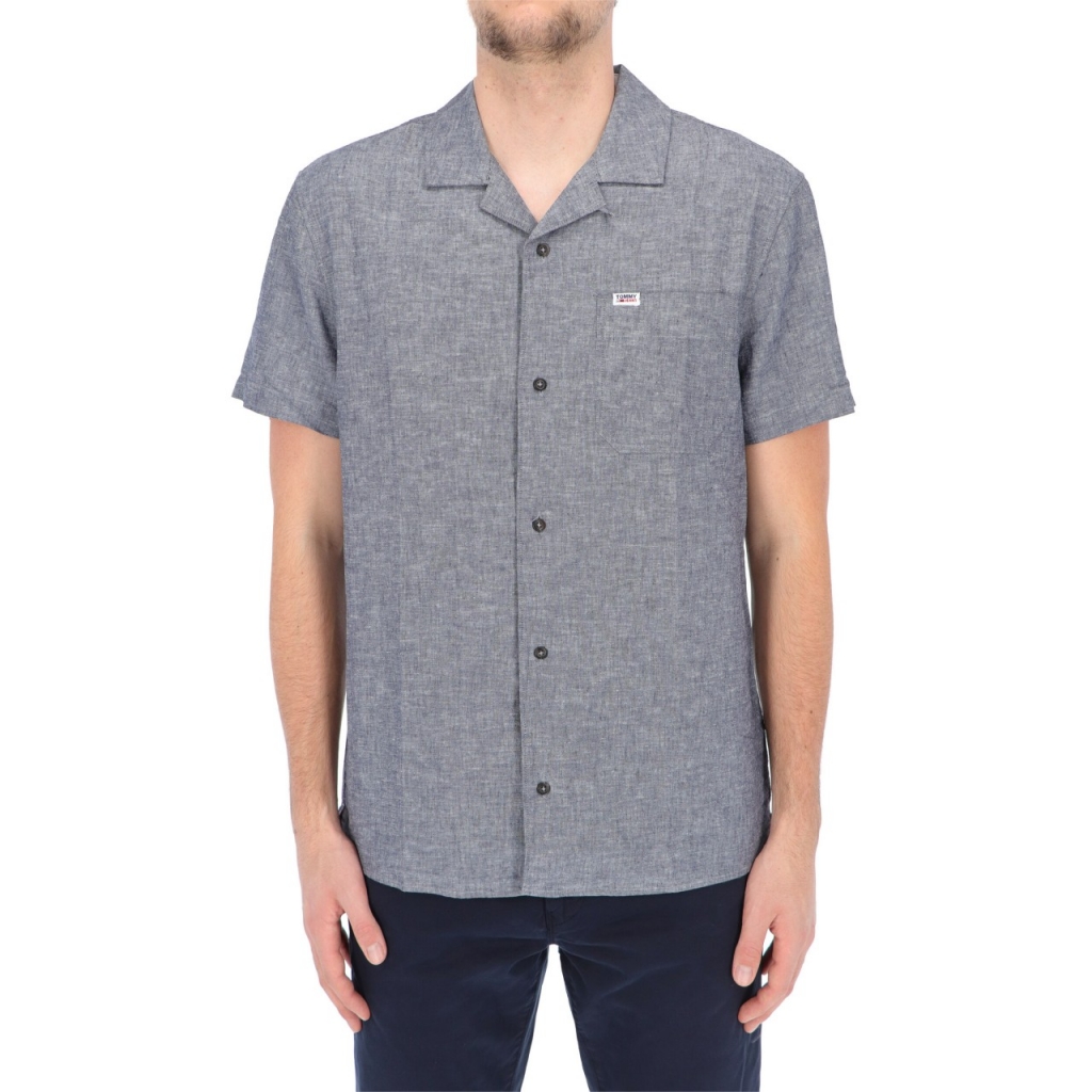 Camicia Tommy Hilfiger Jeans Uomo Spring Linen Shirt C87 TWILIGHTNAVY