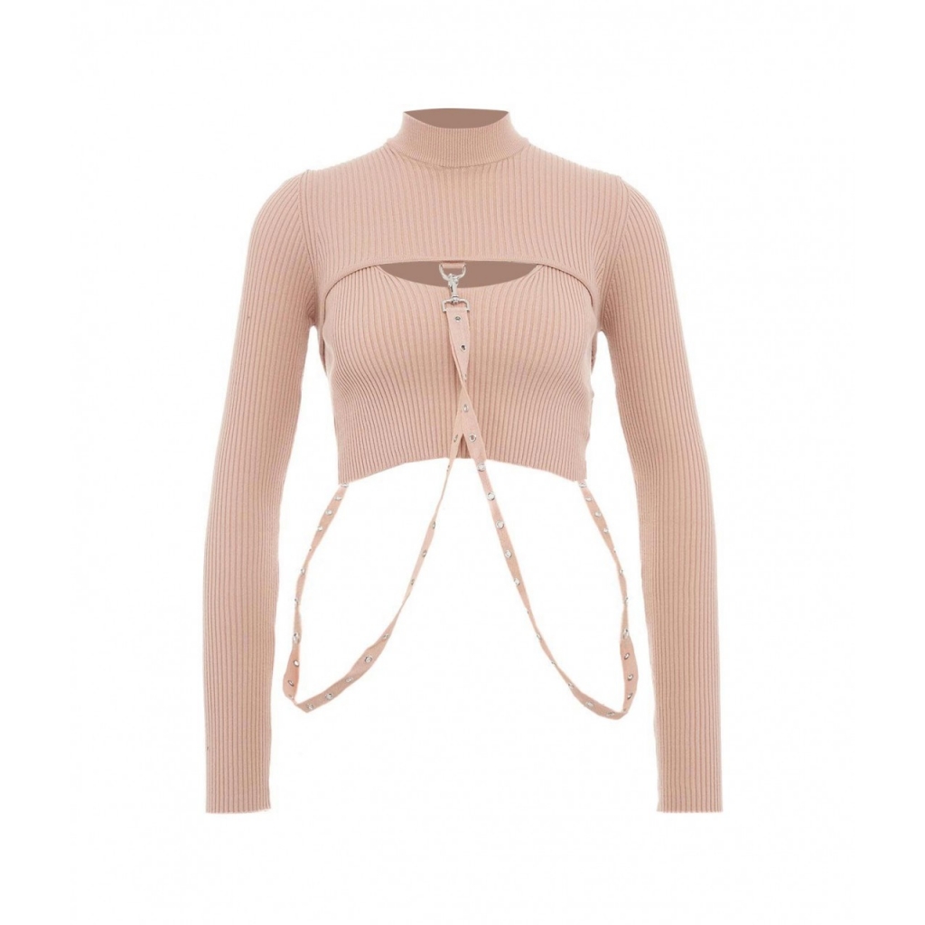 Crop top Miky mit abnehmbaren Trgern Nude