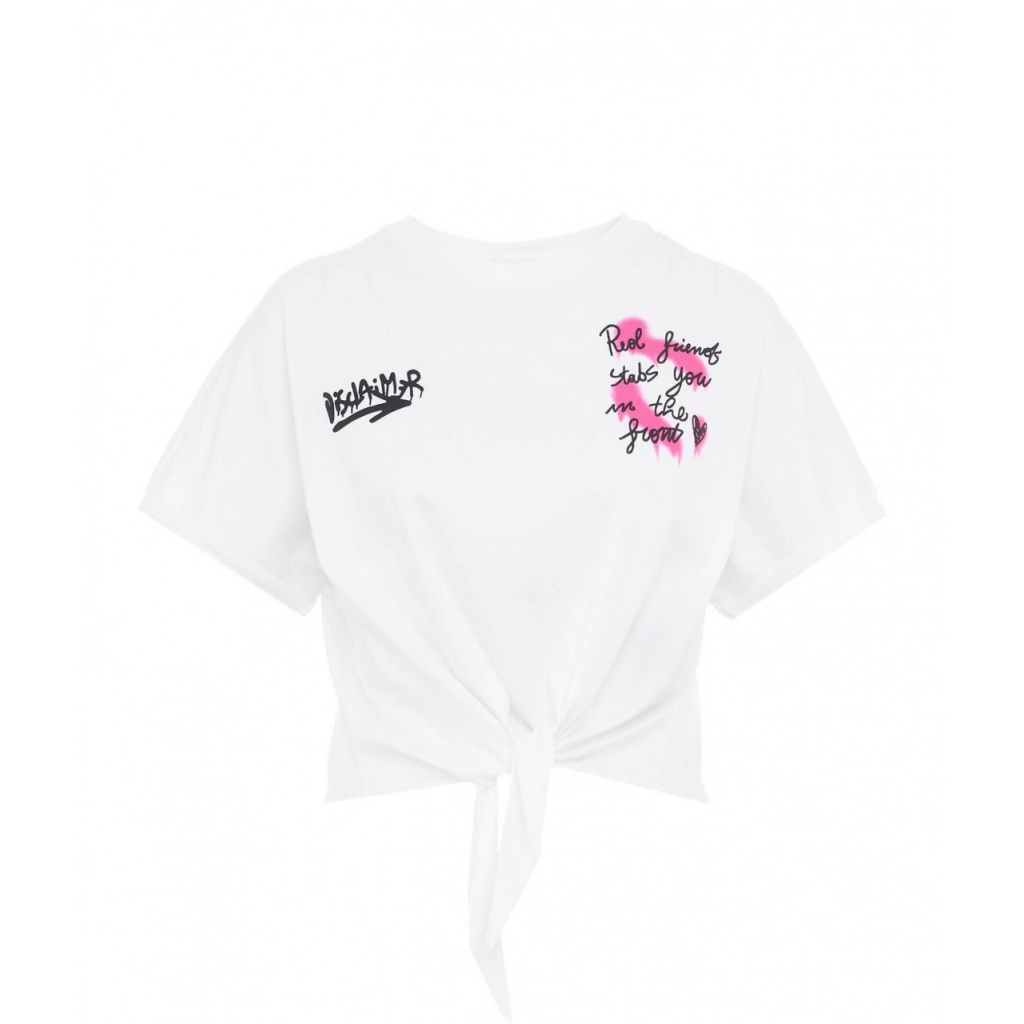 T-shirt cropped con logo bianco