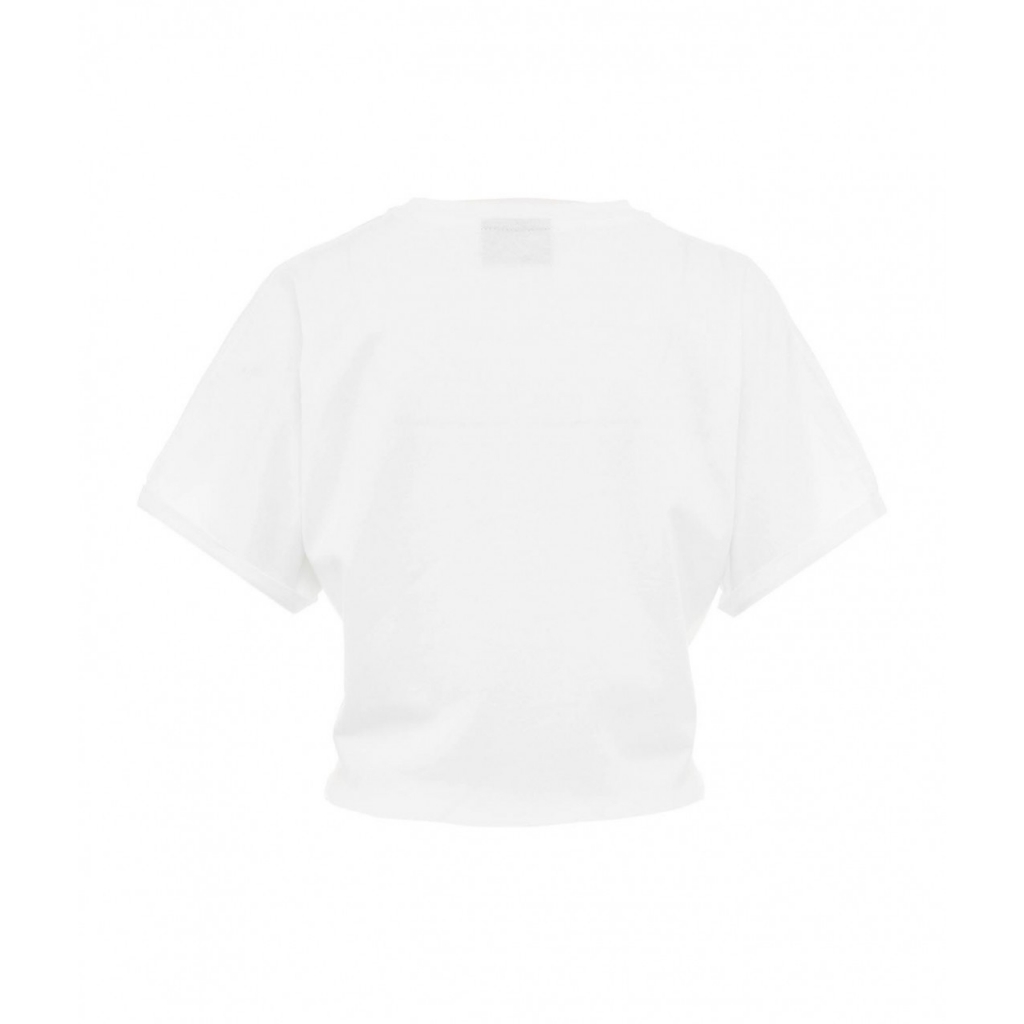 T-shirt cropped con logo bianco