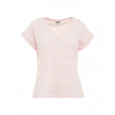 T-shirt con righe rosa chiaro