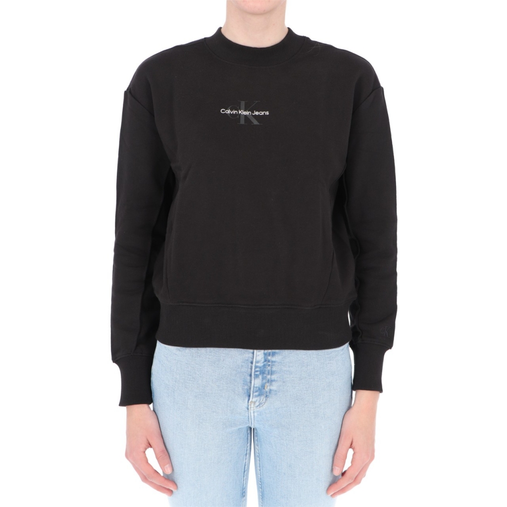 Felpa Calvin Klein Jeans Donna Monogram Logo CrewNeck BEH CK BLACK