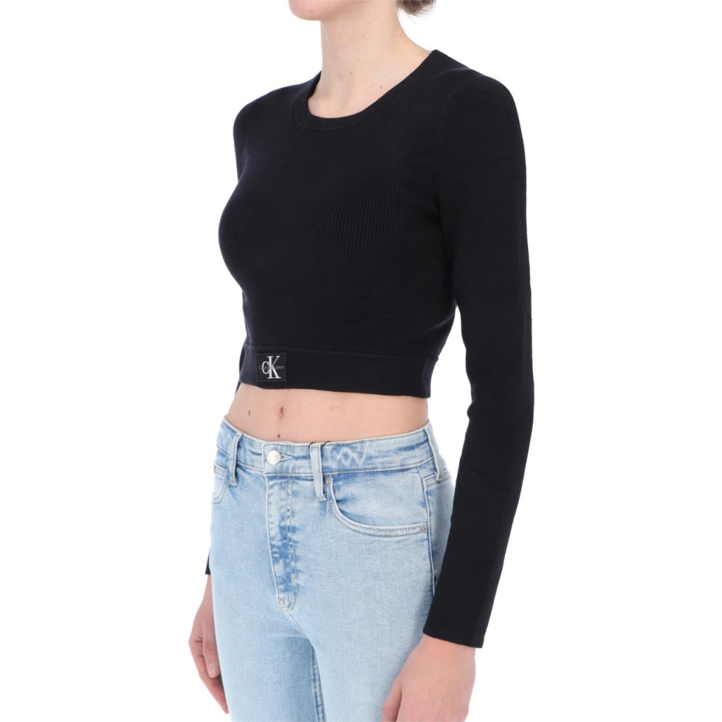 Maglia Calvin Klein Jeans Donna Badge Short Sweater BEH CK BLACK