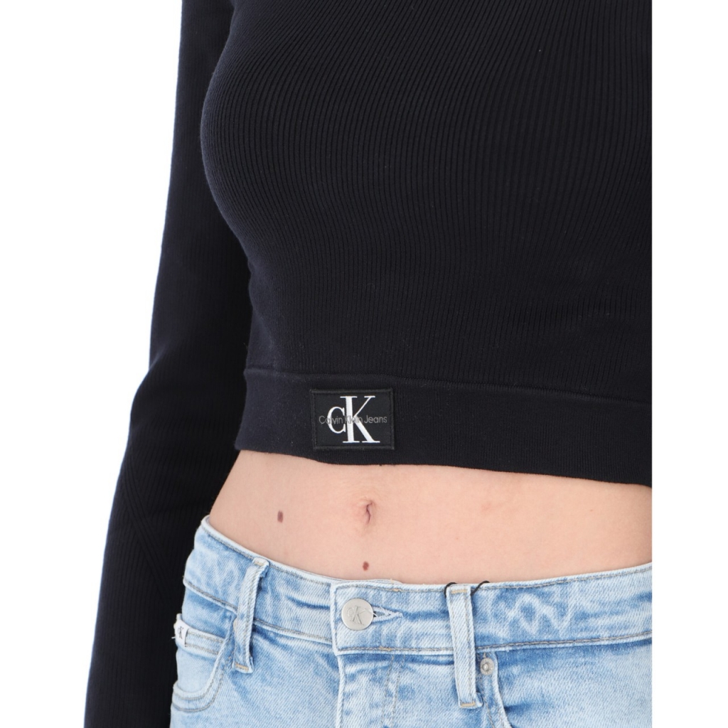 Maglia Calvin Klein Jeans Donna Badge Short Sweater BEH CK BLACK