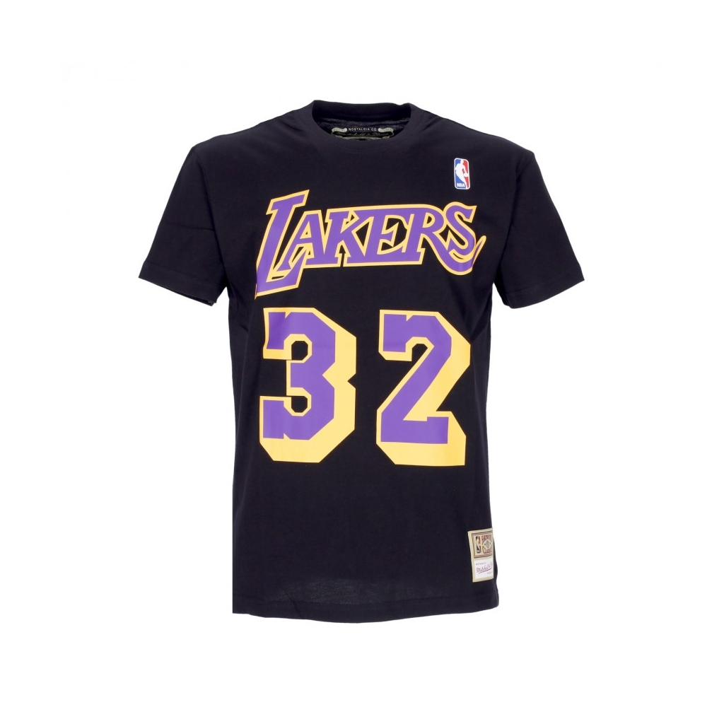 maglietta uomo nba tee hardwood classics no 32 magic johnson loslak BLACK/ORIGINAL TEAM COLORS