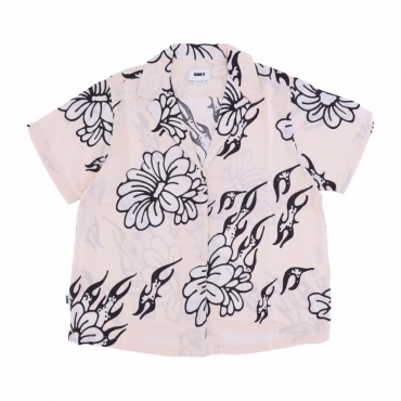 camicia manica corta donna flamin  flowers shirt OFF WHITE