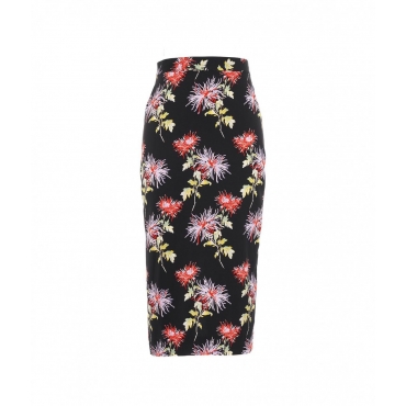 Midi skirt with floral print nero