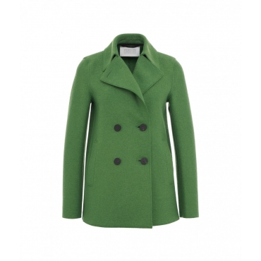 Cappotto corto in lana pressata verde