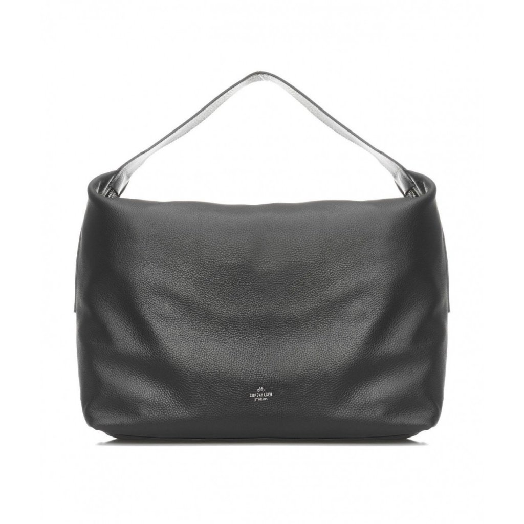 Maxi shopper in pelle nero