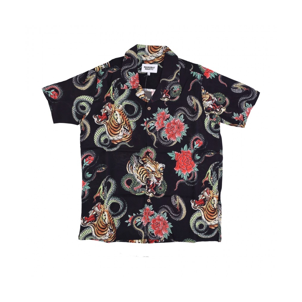 camicia manica corta uomo tigersnake shirt BLACK ALL OVER PRINT