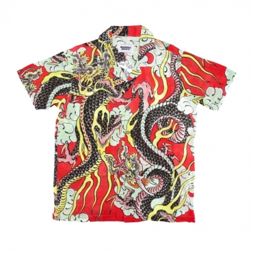 camicia manica corta uomo dungeon shirt RED ALL OVER PRINT