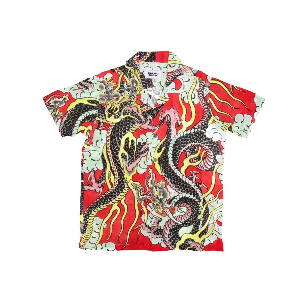 camicia manica corta uomo dungeon shirt RED ALL OVER PRINT