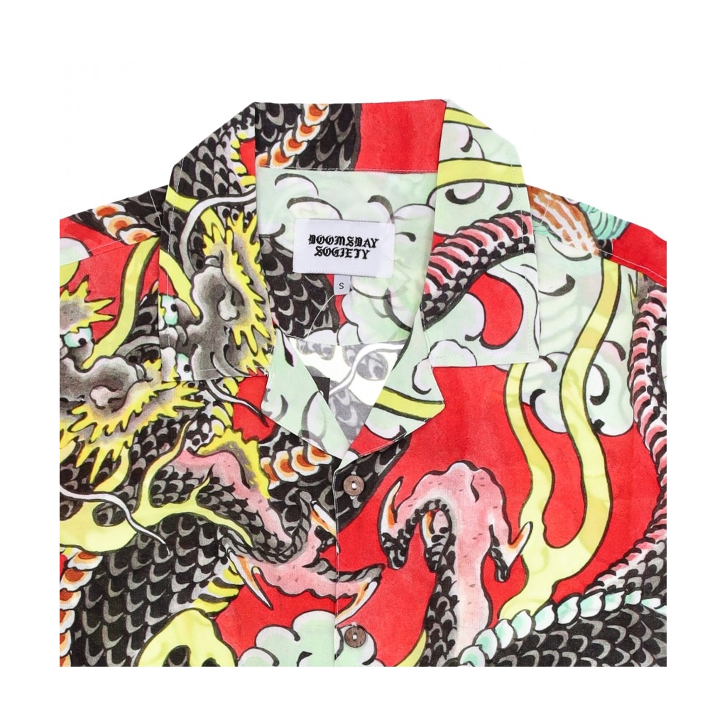 camicia manica corta uomo dungeon shirt RED ALL OVER PRINT