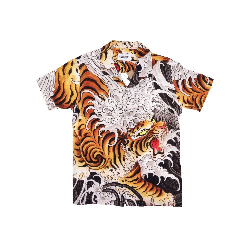 camicia manica corta uomo biotiger shirt WHITE ALL OVER PRINT