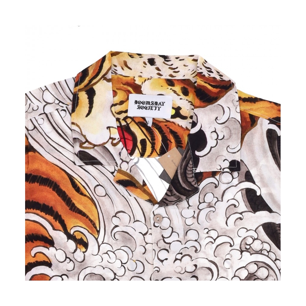 camicia manica corta uomo biotiger shirt WHITE ALL OVER PRINT