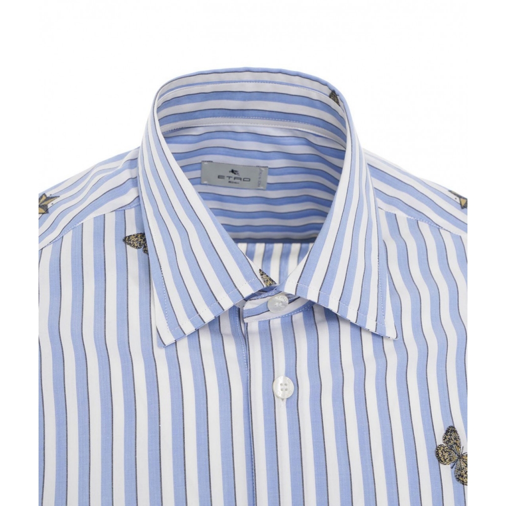 Camicia a righe azzurro
