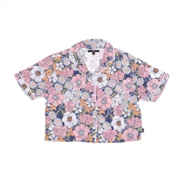 camicia manica corta donna retro floral woven