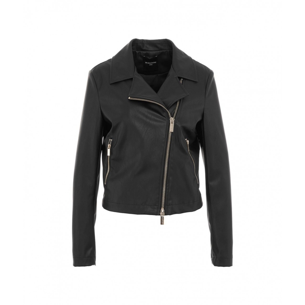 Bikerjacket in similpelle nero