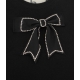 Maglietta con fiocco applicato nero