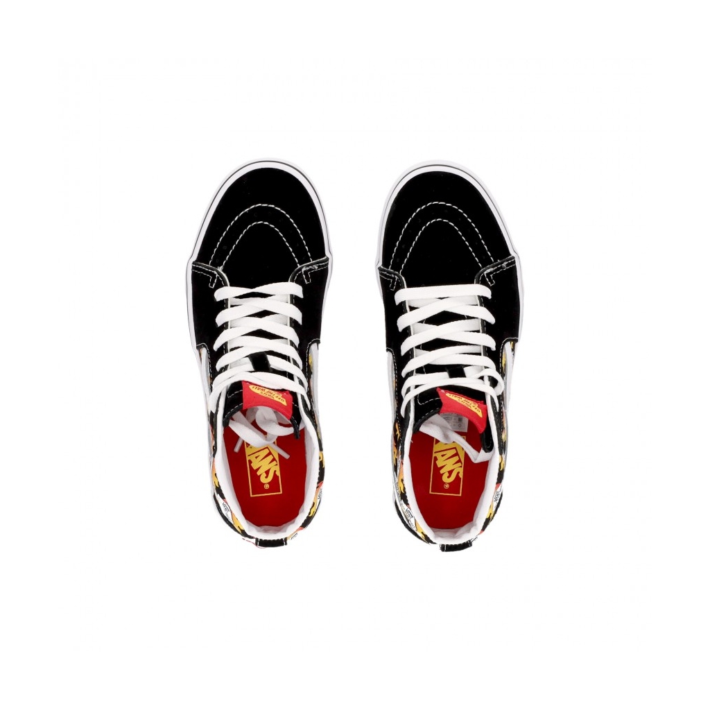scarpa alta bambino sk8-hi flame logo repeat BLACK/FLAMING VANS