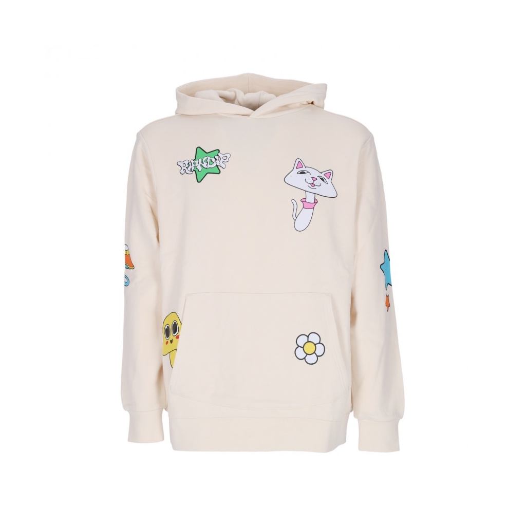 felpa cappuccio uomo shroom mania hoodie BONE MINERAL WASH