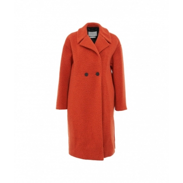 Cappotto lungo in lana boucl arancione