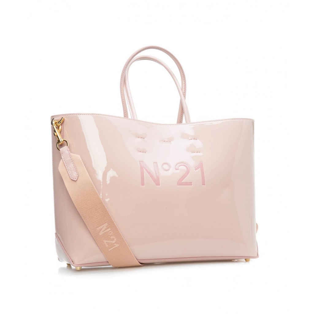 Borsa Shopper con logo rosa chiaro