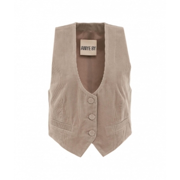 Gilet in velluto a coste Marion taupe