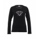 Maglia a maniche lunghe con strass nero