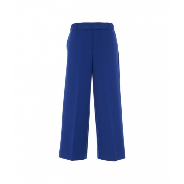 Pantalone palazzo con elastico in vita blu