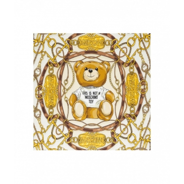 Foulard in seta con stampa orsetto oro
