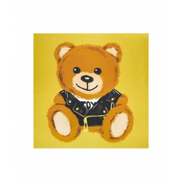 Foulard in seta con stampa orsetto giallo