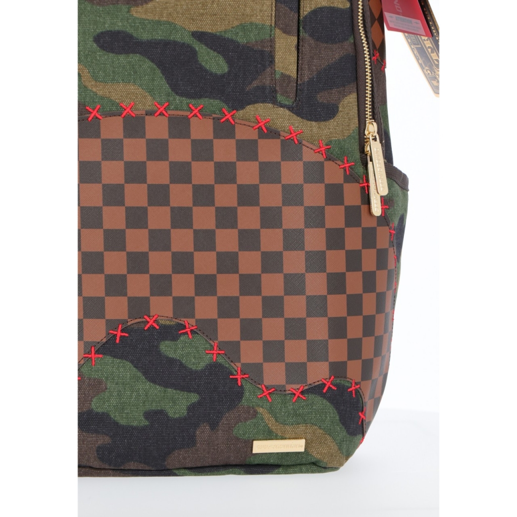 SPRAYGROUND: Shark Shape Check Savage Backpack - Military