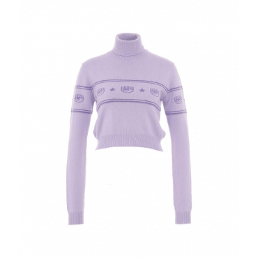 Rollkragenpullover mit Maxi Logo Violett