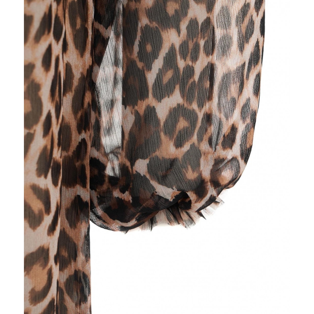 Abito con stampa animalier marrone