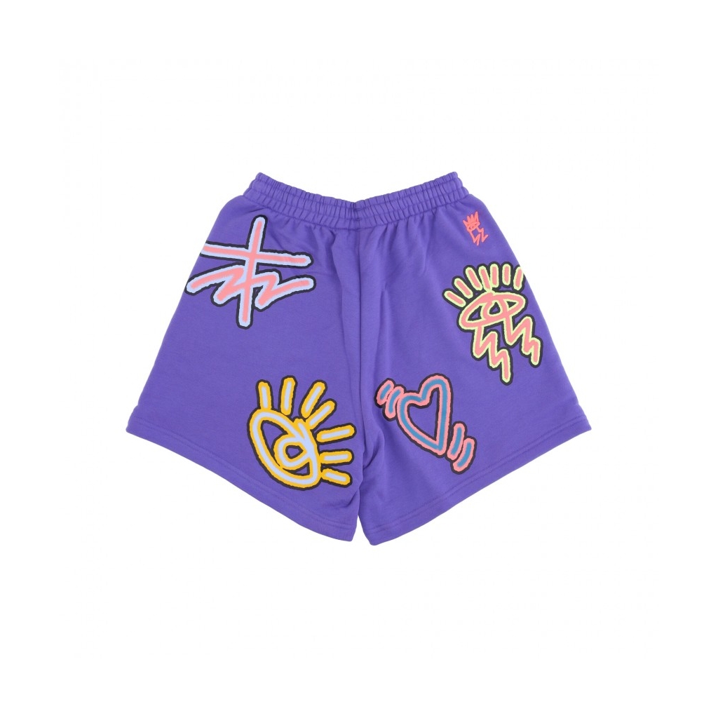 pantalone corto tuta uomo love unite loose short x kris andrew small PURPLE MULTI