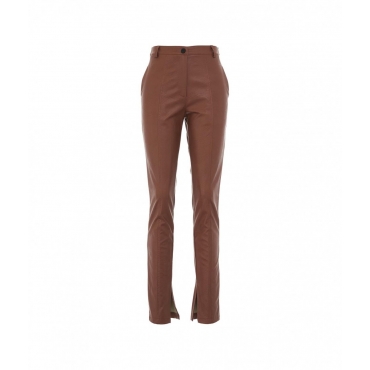 Pantaloni in ecopelle marrone