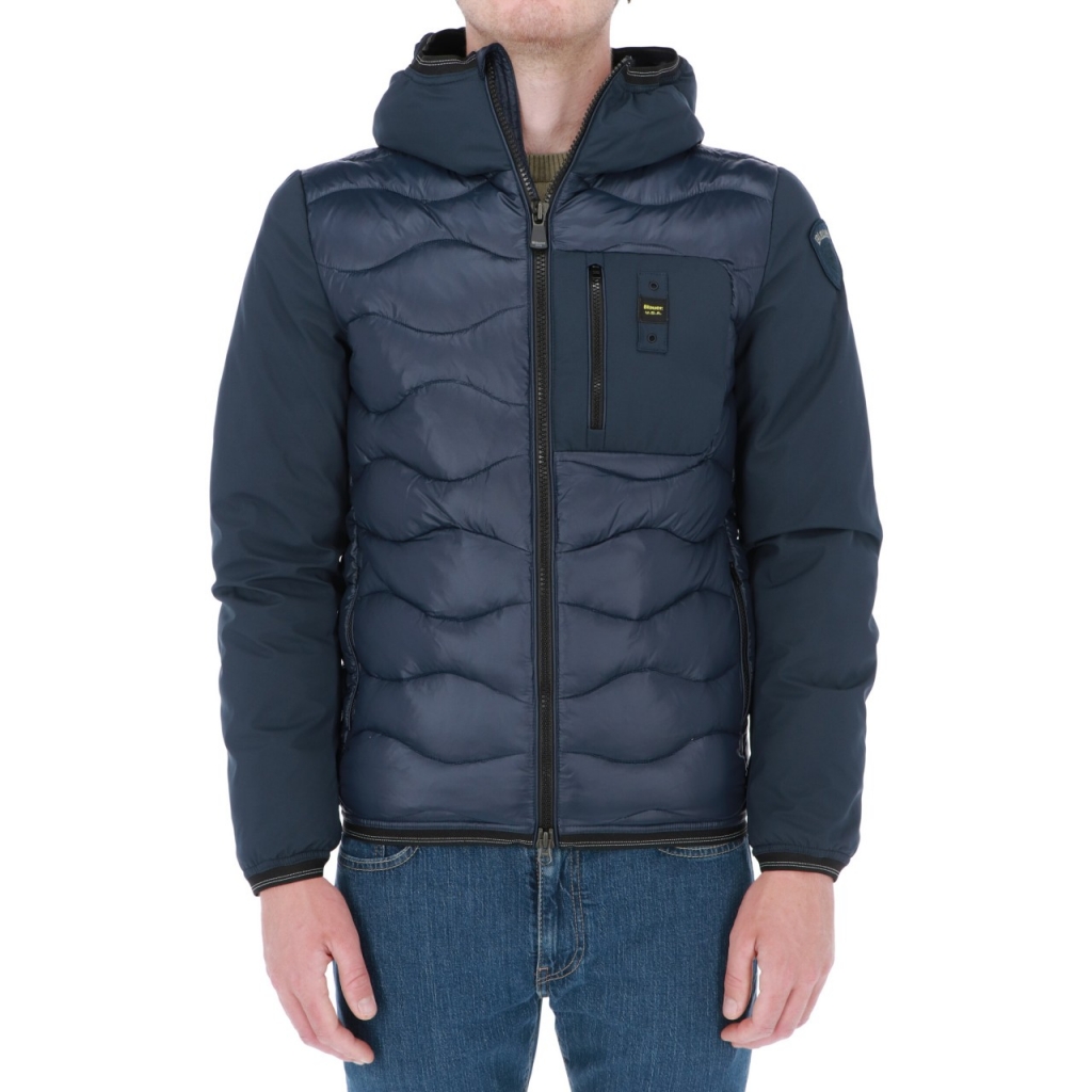 Giacca Blauer Usa Uomo Bitessuto Onda Piuma Ovatta 888 BLU