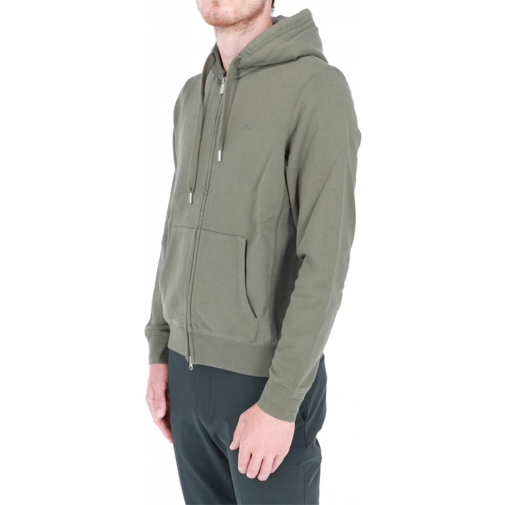 Felpa Sun 68 Uomo Cappuccio Zip Garment Dye 19 MILITARE