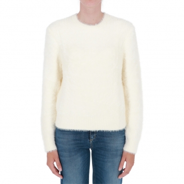 Maglia Sun68 Donna Round Neck Fur L/s 39 PORCELLANA