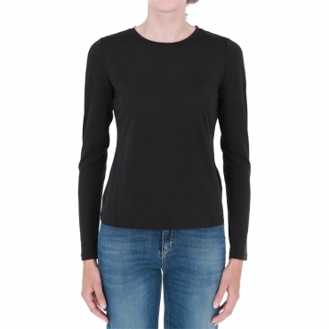 Tshirt Sun68 Donna Round Neck Modal Manica Lunga 11 NERO