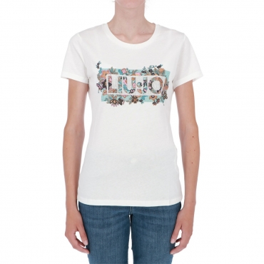 Tshirt Liu Jo Jeans Donna Moda Flower Manica Corta BIANCO FLOWER