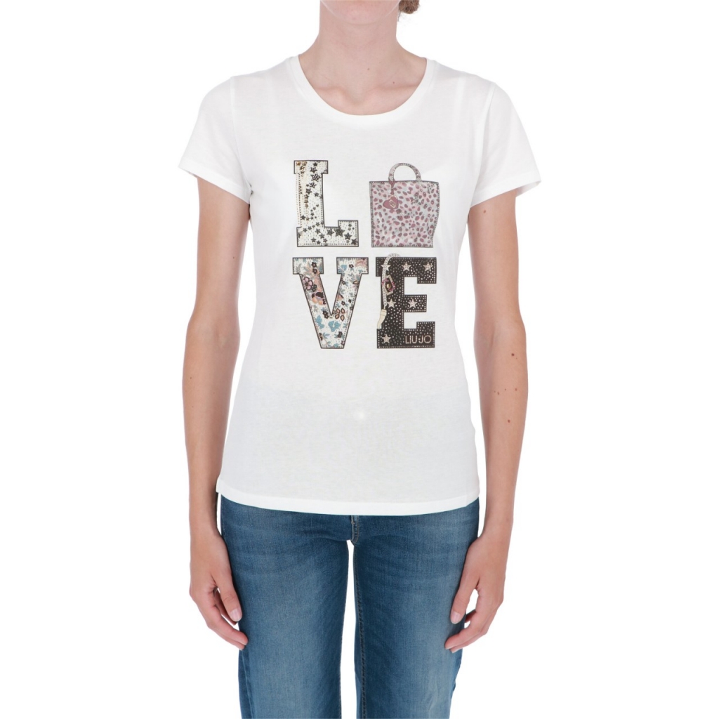 Tshirt Liu Jo Jeans Donna Moda Manica Corta BIANCO LOVE BAG | Bowdoo.com
